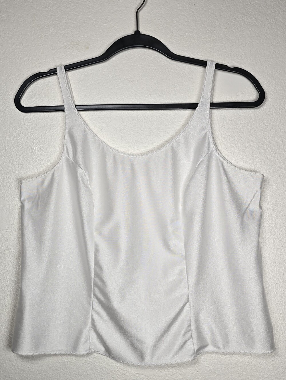 Vintage Gilligan & O'Malley White Satin Camisole Slip Tank Top Size Large
